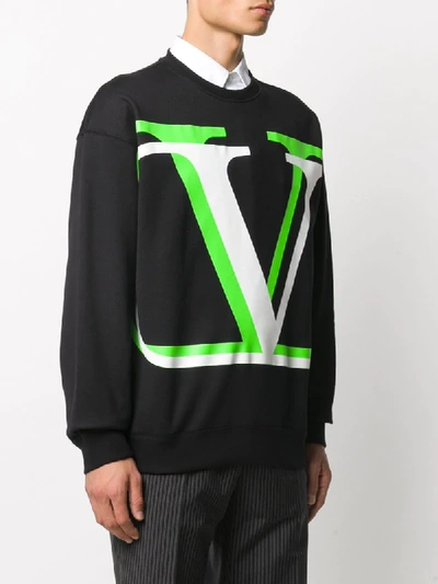 Shop Valentino Vlogo Shadow Crew-neck Sweatshirt In Black