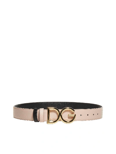 Shop Dolce & Gabbana Belt In Rosa Polvere Nero