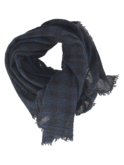 Shop A Punto B Frayed Check Scarf In Black/navy