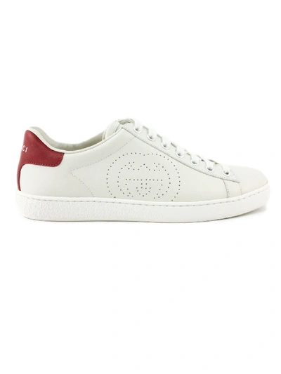 Shop Gucci White Leather Ace Sneakers In Bianco