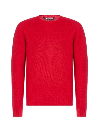 Shop Palm Angels Back Logo Wool-blend Sweater In Red White