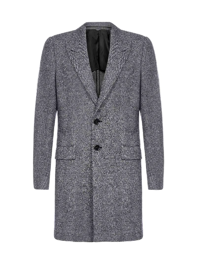 Shop Dolce & Gabbana Chevron Wool Tailored Coat In Fantasia Non Stampa