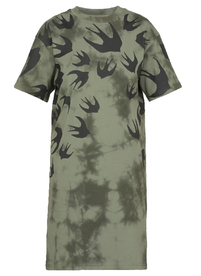Shop Mcq By Alexander Mcqueen Swallow Swarm Dress In Military Khaki