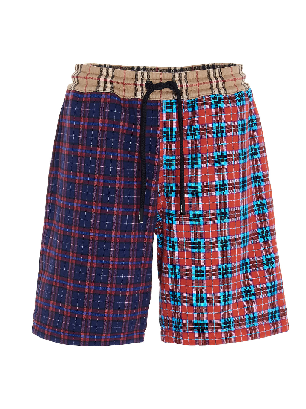 Burberry Husky Checked Shorts In Blue In Multicolor | ModeSens