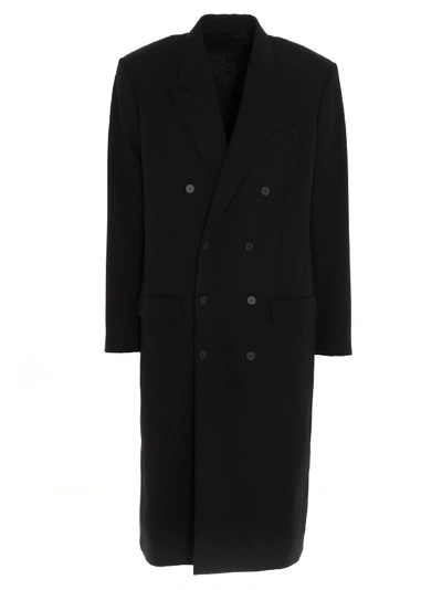Shop Balenciaga Db Fitted Coat In Black