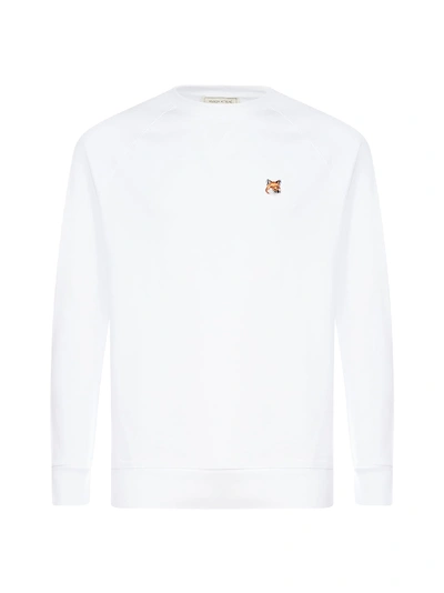Shop Maison Kitsuné Fox Head-patch Cotton Sweatshirt In White