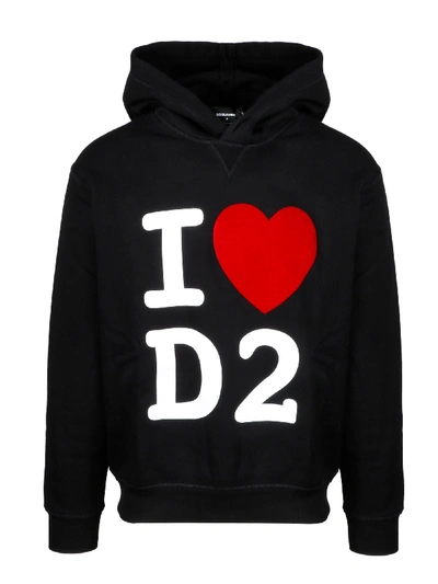 Shop Dsquared2 Iloved2 Hoodie In Black