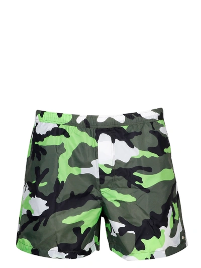 Shop Valentino Camouflage Swimshorts In Green