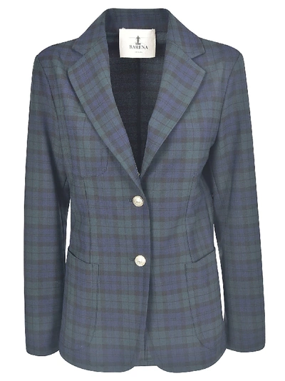 Shop Barena Venezia Checked Blazer In Navy/green