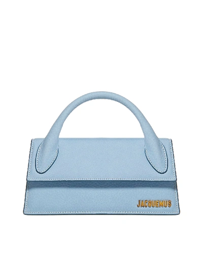 Shop Jacquemus Chiquito Long Leather Bag In Light Blue