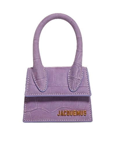 Shop Jacquemus Chiquito Mini Crocodile-effect Leather Bag In Purple