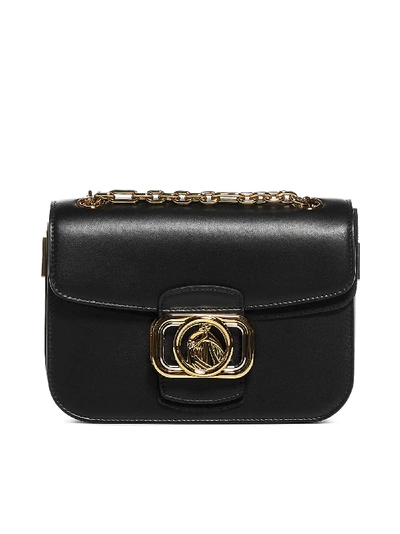 Shop Lanvin Swan Box Small Leather Shoulder Bag In Black