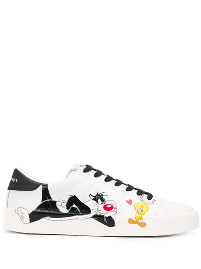 Shop Moa Master Of Arts Sylvester & Tweety Low-top Sneakers In White