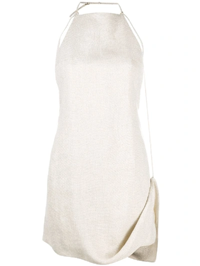 Shop Jacquemus Open Back Draped Mini Dress In Neutrals