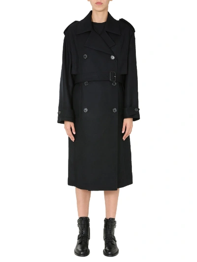 Shop Saint Laurent Double-breasted Trench In Black