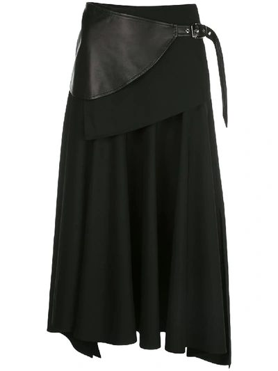 Shop Proenza Schouler Leather Panel Belted Skirt In Black