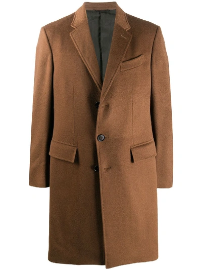 Shop Ermenegildo Zegna Single-breasted Cashmere Coat In Brown