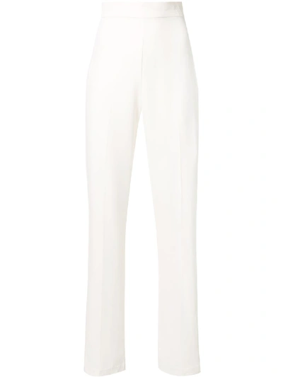Shop Saiid Kobeisy High-waisted Slim-fit Trousers In White