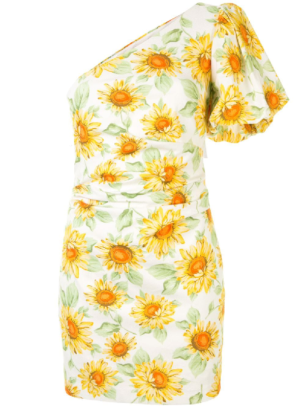 bec and bridge yellow one shoulder dress