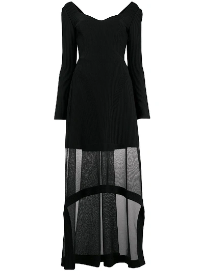 Shop Alexander Mcqueen Sheer Panel Long-sleeve Dress In Black
