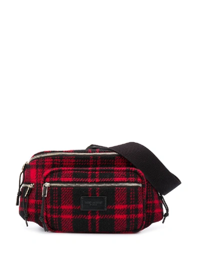 Shop Saint Laurent Nuxx Tartan Belt Bag In Black