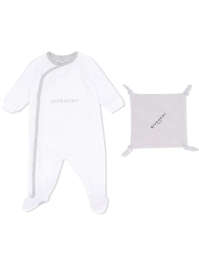 Shop Givenchy Logo Baby Babygrow Set In White