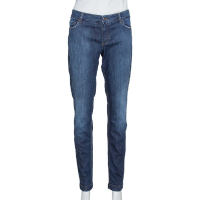 Pre-owned Dolce & Gabbana Indigo Stretch Denim Slim Fit Jeans L In Blue