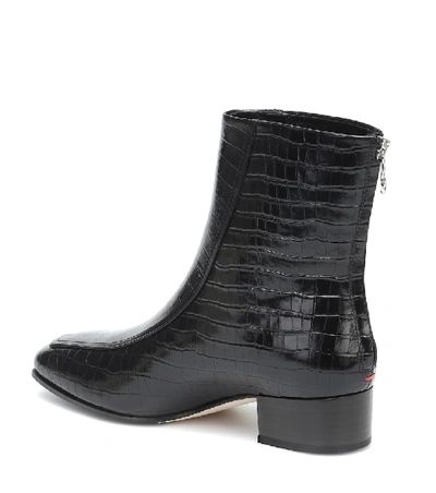 Shop Aeyde Amelia Croc-effect Ankle Boots In Black