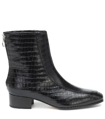 Shop Aeyde Amelia Croc-effect Ankle Boots In Black