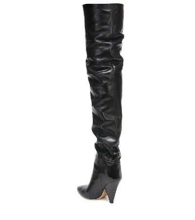 Shop Isabel Marant Lage Leather Over-the-knee Boots In Black