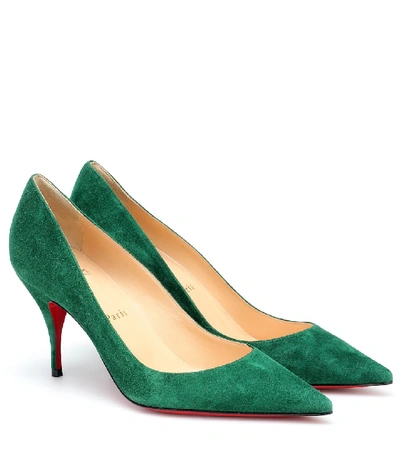Shop Christian Louboutin Clare 80 Suede Pumps In Green