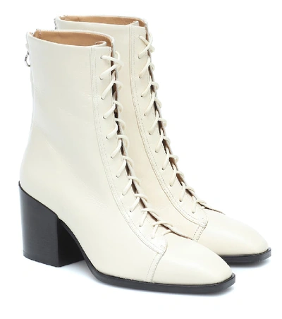 Shop Aeyde Lotta Leather Ankle Boots In White
