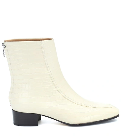 Shop Aeyde Amelia Croc-effect Ankle Boots In Neutrals