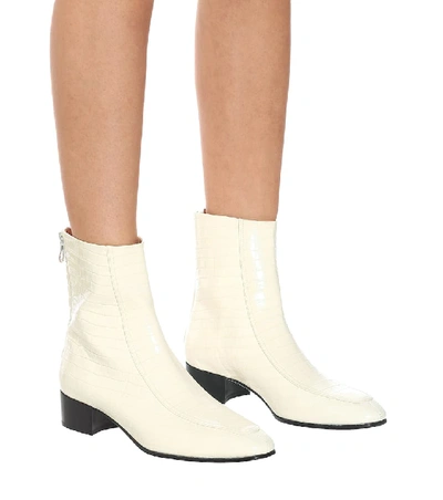 Shop Aeyde Amelia Croc-effect Ankle Boots In Neutrals