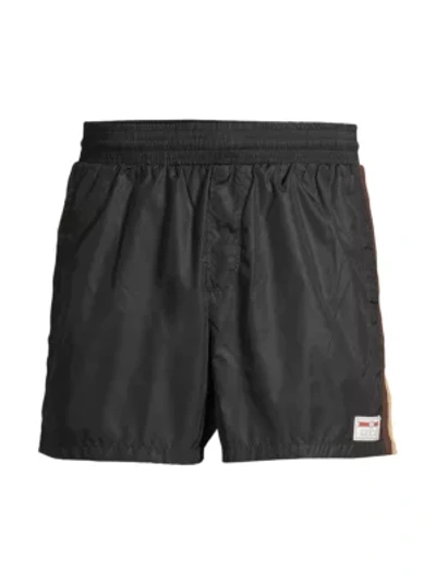 Shop Gucci Swim Shorts With  Label In Black Multi