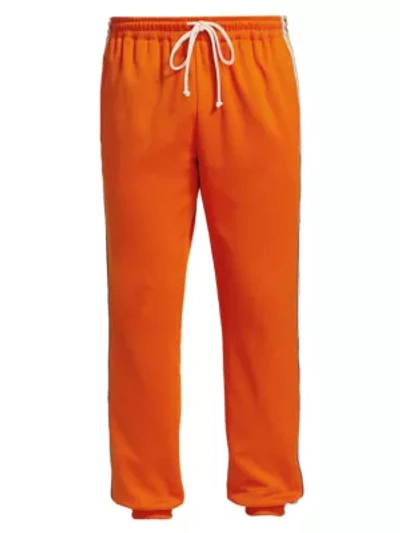 Shop Gucci Men's Technical Jersey Jogging Pants In Orange