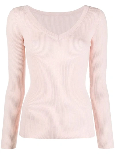 Shop P.a.r.o.s.h Fitted V-neck Jumper In Pink