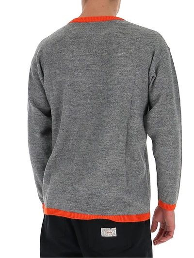 Shop Loewe Anagram Embroidered Crewneck Sweater In Grey