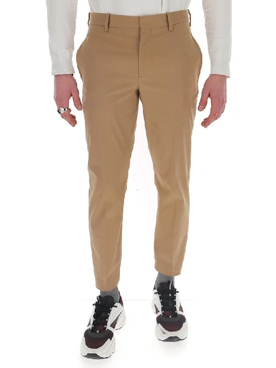 Shop Neil Barrett Tapered Cropped Chinos In Beige