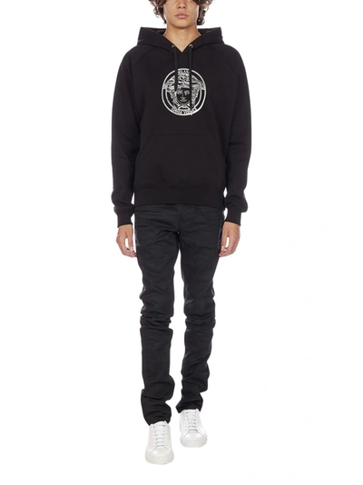 Shop Versace Embroidered Medusa Hoodie In Black