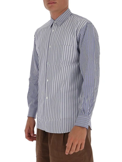 Shop Comme Des Garçons Shirt Striped Shirt In Blue
