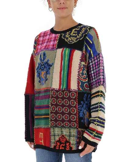 Shop Etro Patchwork Knit Sweater In Multi