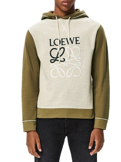 Shop Loewe Anagram Embroidered Hoodie In Green