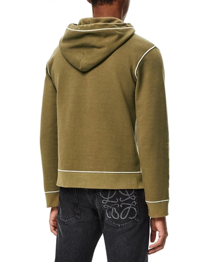 Shop Loewe Anagram Embroidered Hoodie In Green