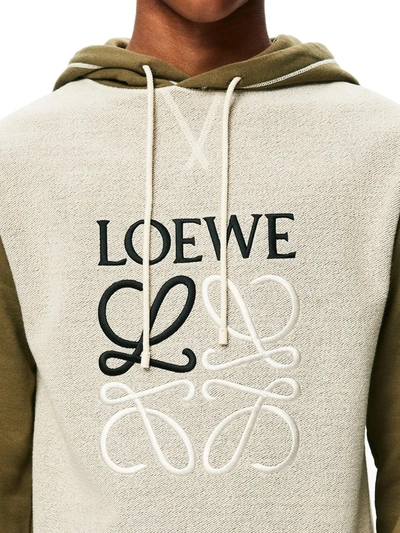 Shop Loewe Anagram Embroidered Hoodie In Green