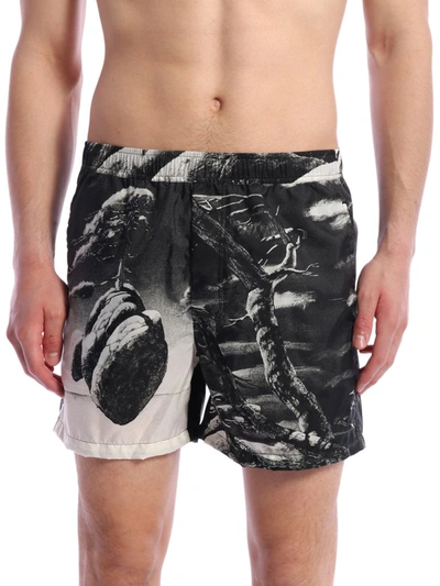 Shop Valentino All Over Printed Swimshorts In Grey