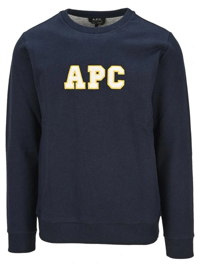 Shop Apc A.p.c. Logo Sweatshirt In Navy