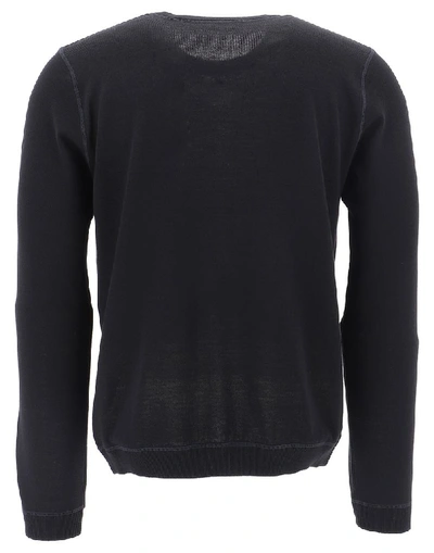 Shop Prada Logo Stitch Detail Sweater In Black