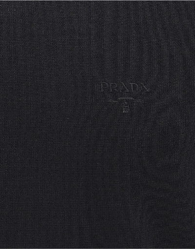 Shop Prada Logo Stitch Detail Sweater In Black