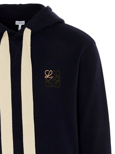 Shop Loewe Anagram Embroidered Hoodie In Blue